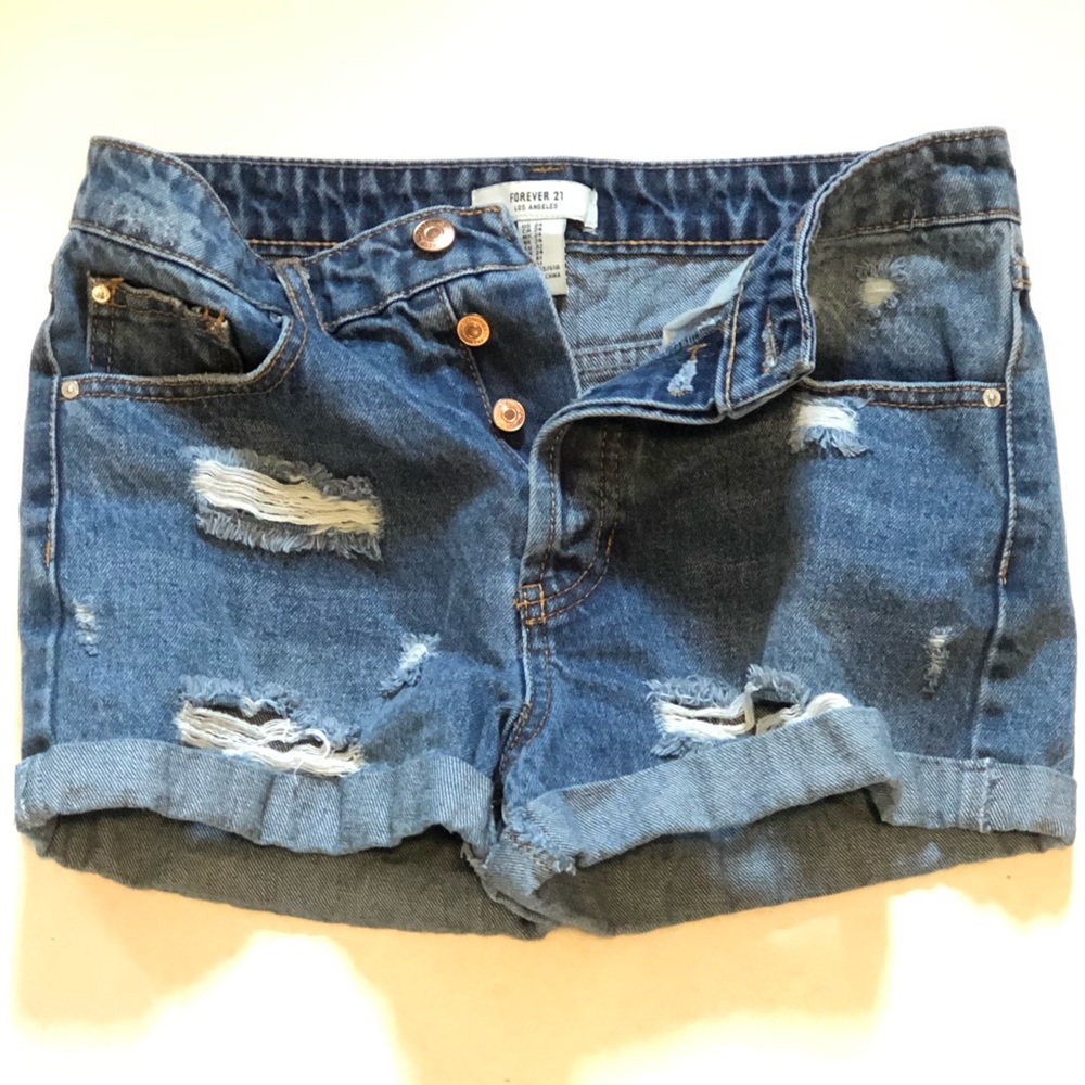High waisted button fly denim shorts Forever 21